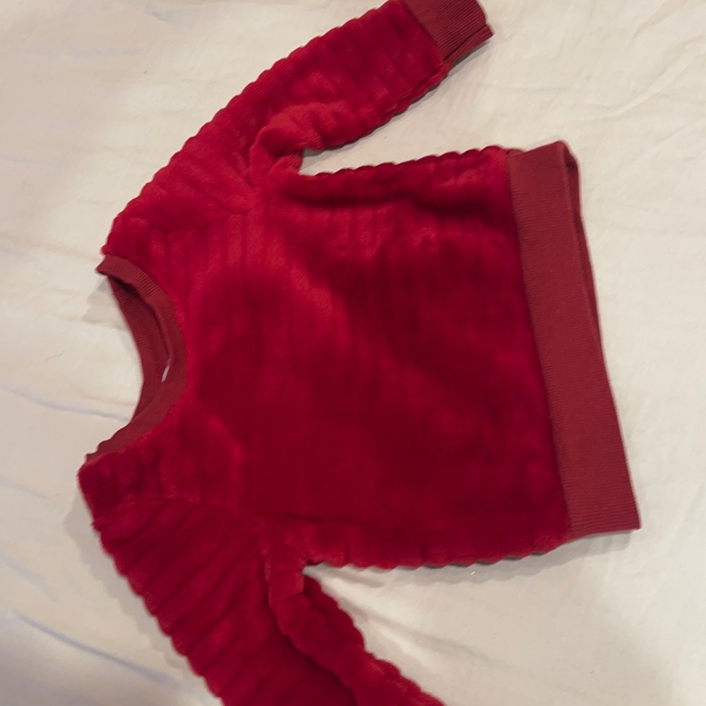 Faux fur red sweater